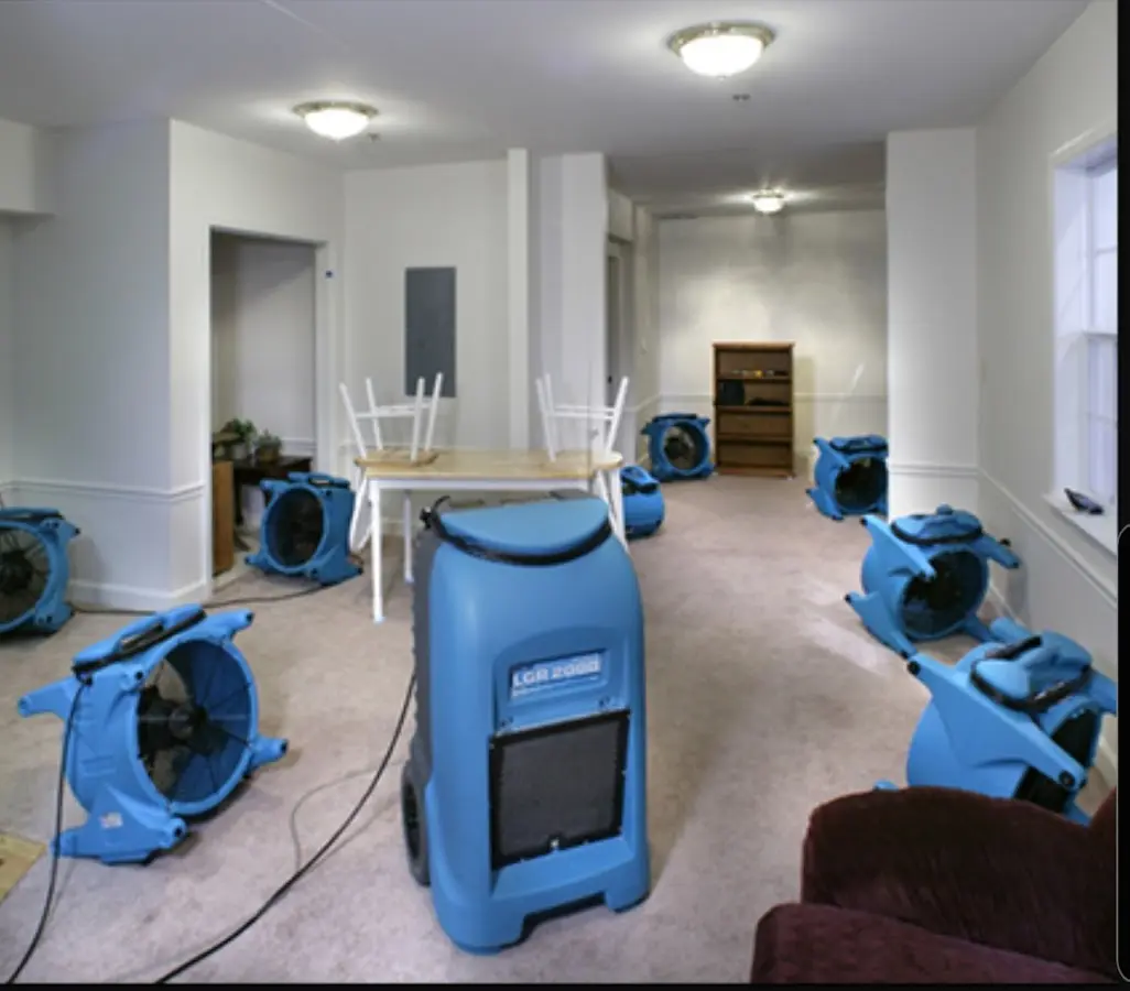 Air movers and dehumidifier setup for Water Damage Restoration in Mountain Brook